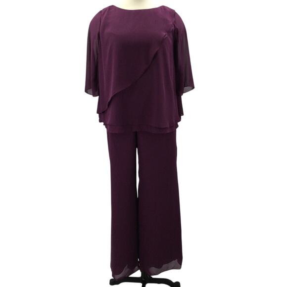 MOTHER OF THE BRIDE AW 20 3X plus purple layered 2 pc party pant set NEW B129